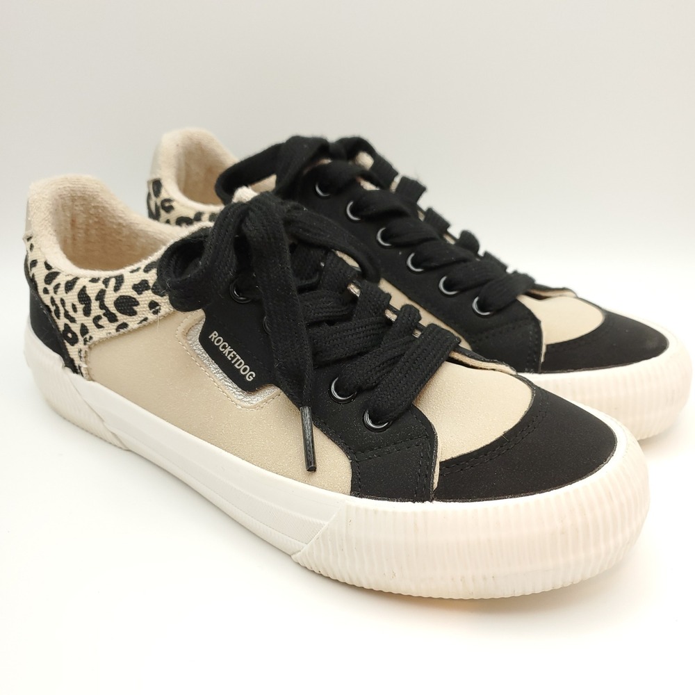 Rocket Dog Cheery Black Natural Platform Sneakers Women's Size 8
